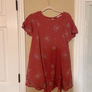 Orange/coral floral tunic dress